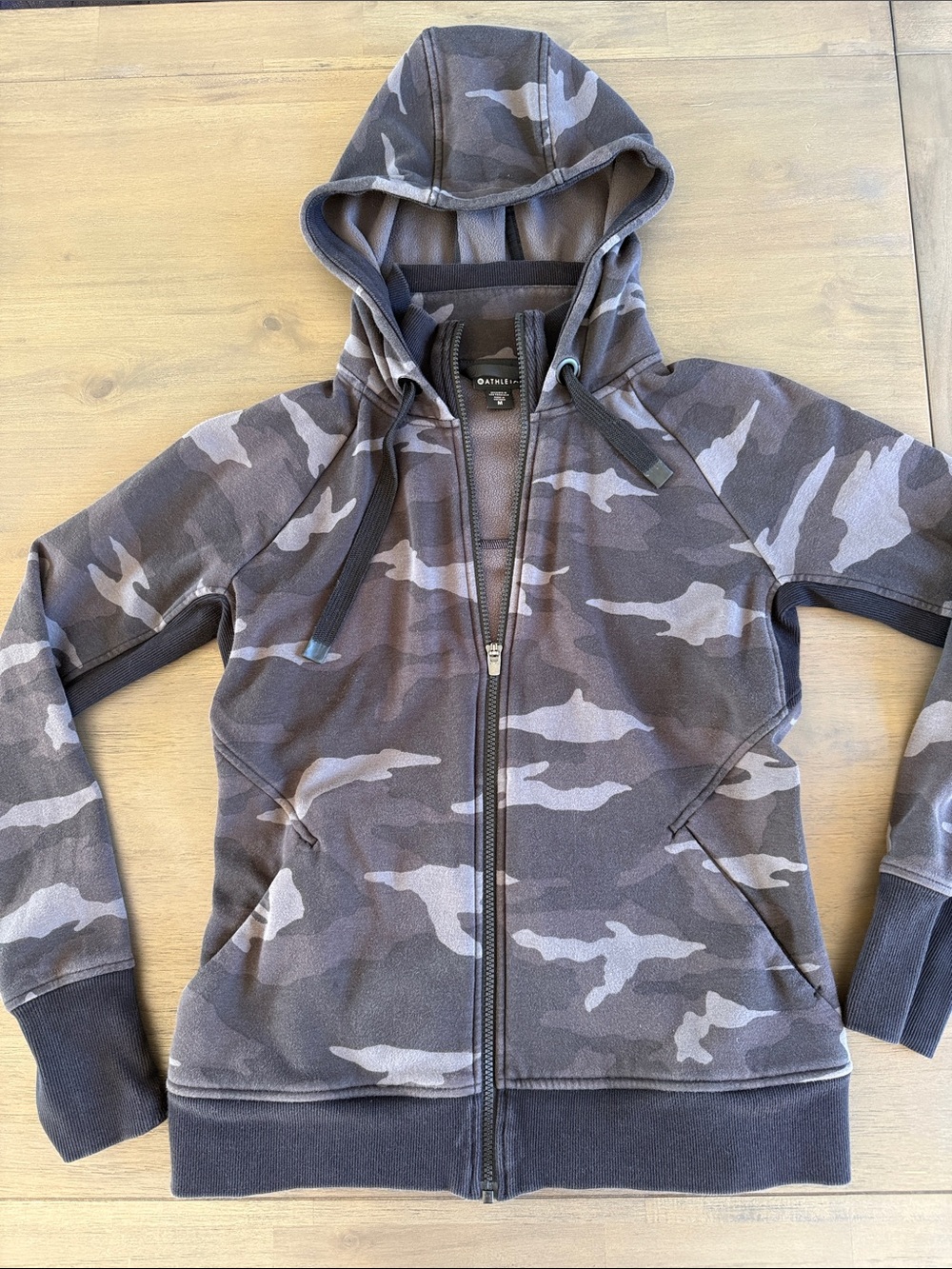 Athleta Kids Gray Camouflage Zip-Up Hoodie Jacket